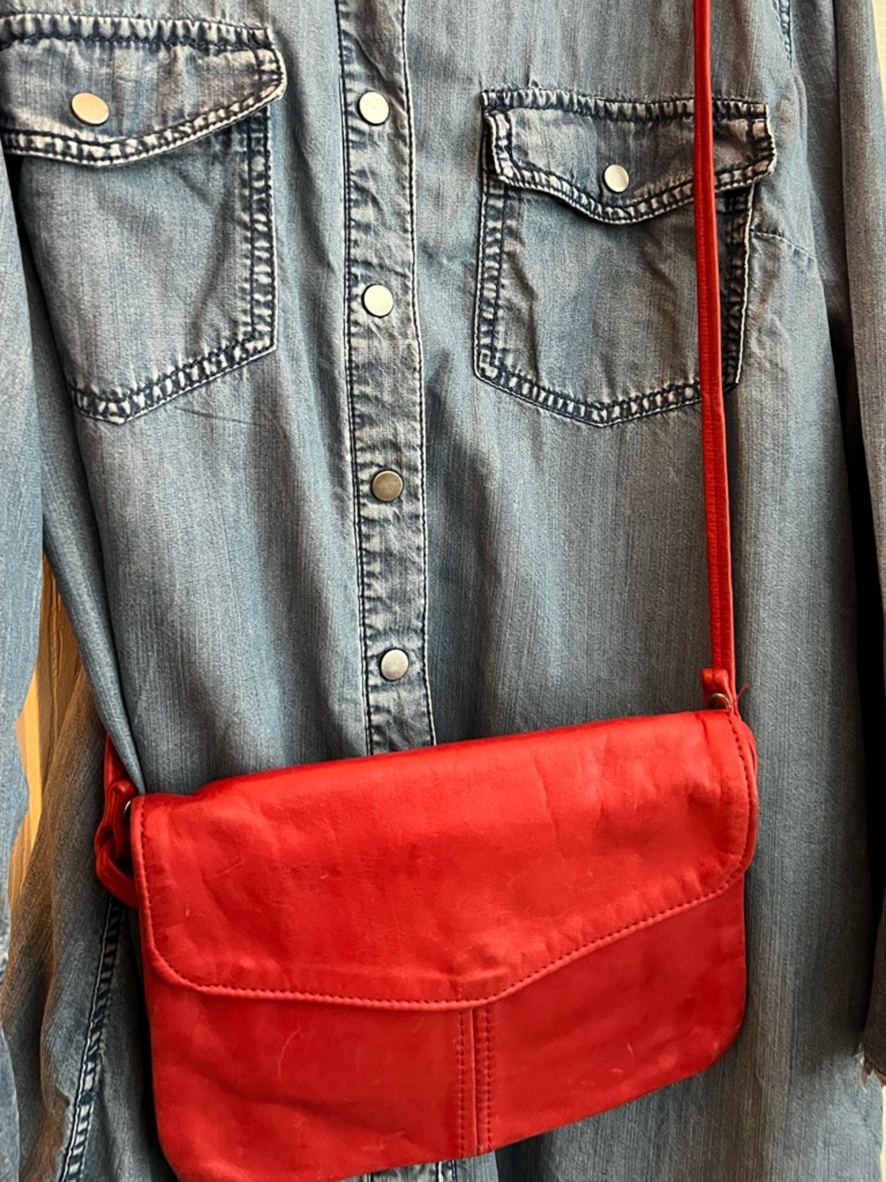 Vintage Red Victoria Leather Co USA Shoulder Bag Soft Leather Purse